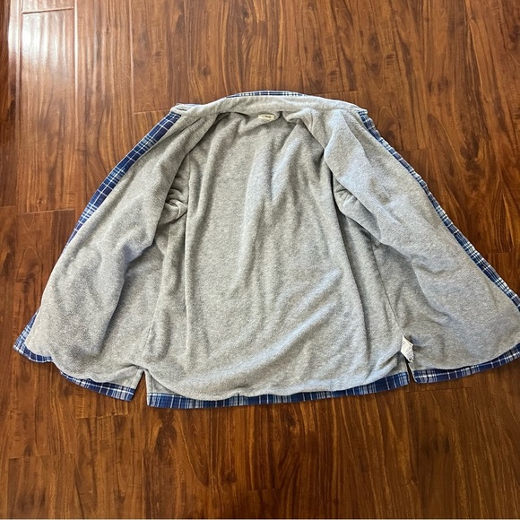 L.L. Bean Fleece Lined Long Sleeve Button Down Blue Plaid Shirt size medium - Picture 10 of 11